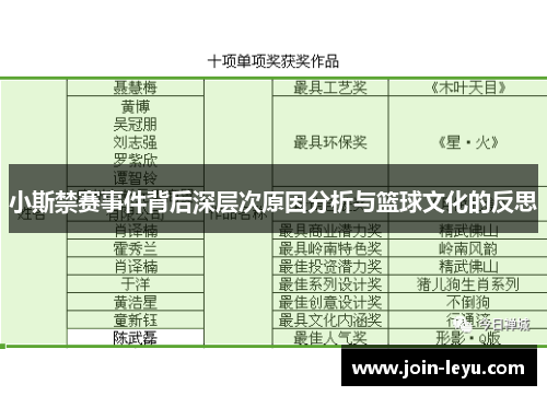 小斯禁赛事件背后深层次原因分析与篮球文化的反思
